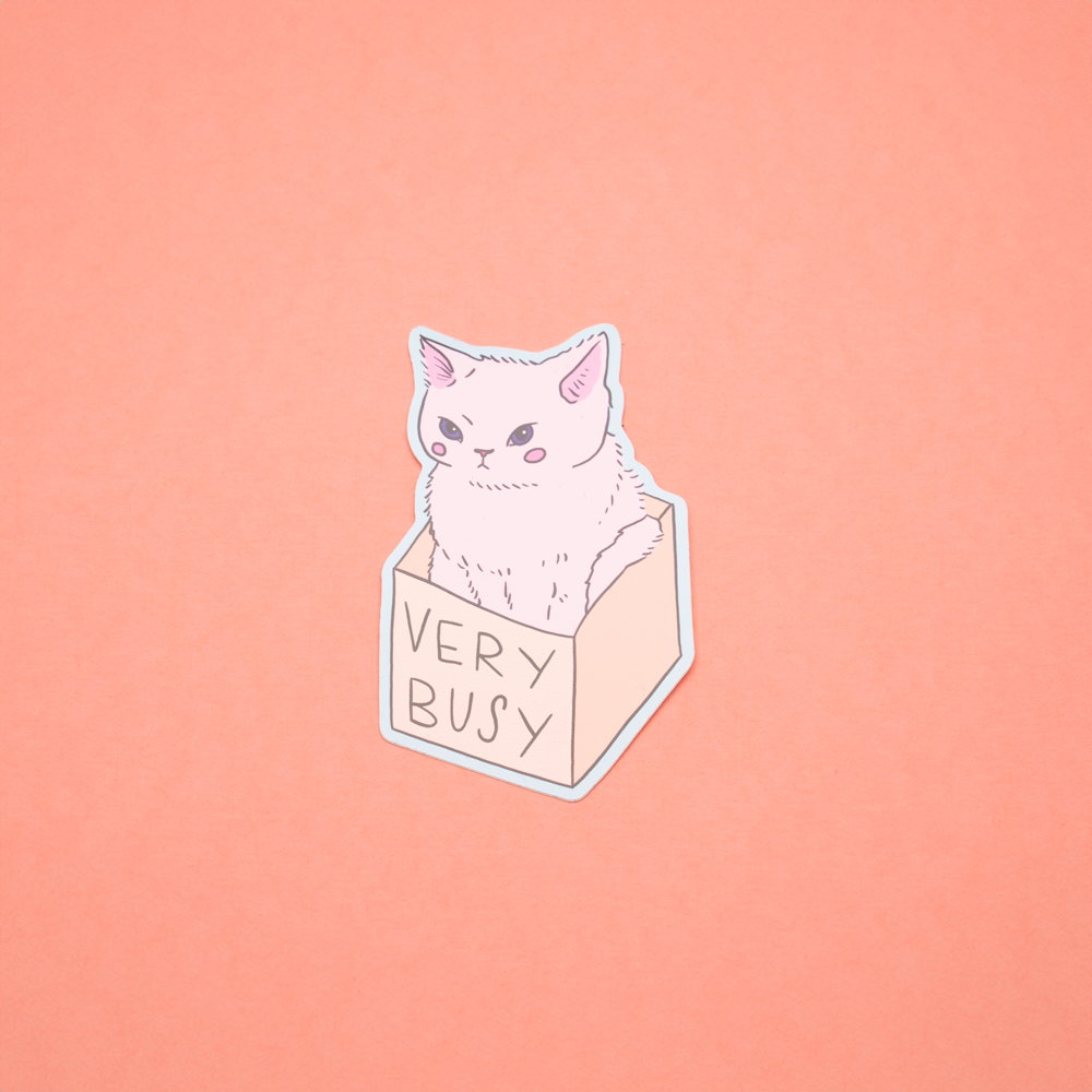 Very Busy - Box Cat Sticker