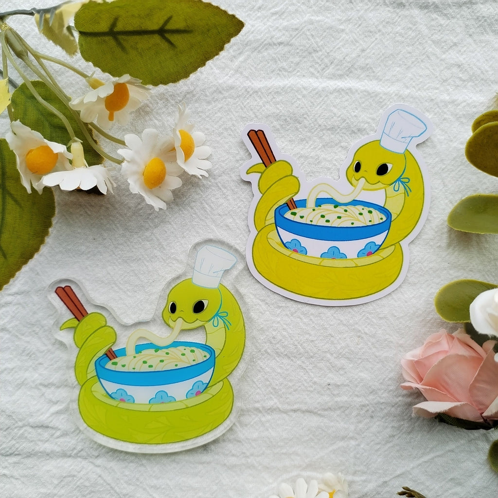 Danger Noodle Chef Snake Sticker + Magnet Set