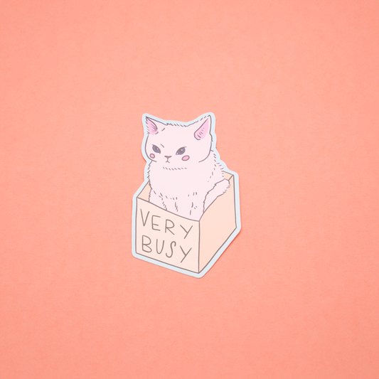 Very Busy - Box Cat Sticker