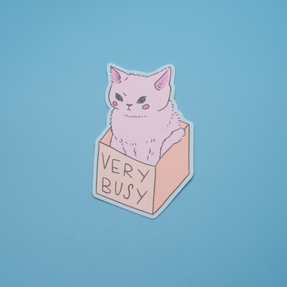 Very Busy - Box Cat Sticker