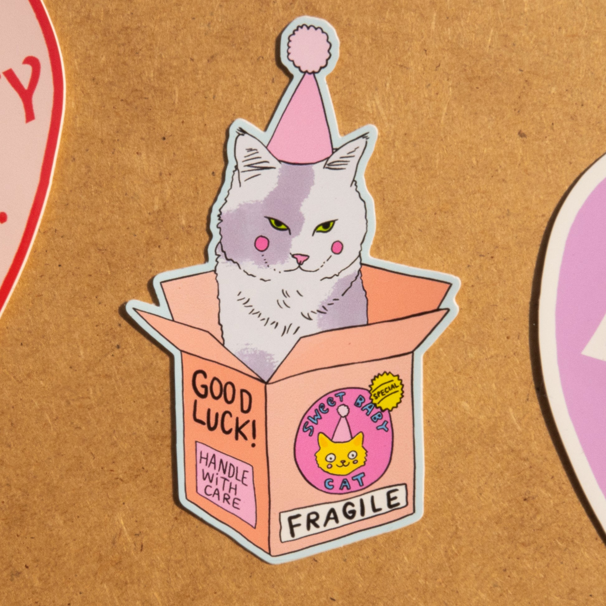 Fragile Box Cat Sticker - MUKA