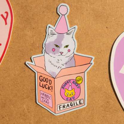 Fragile Box Cat Sticker - MUKA