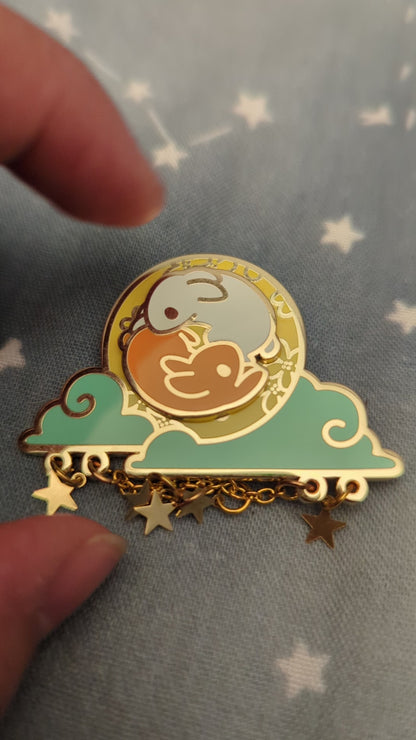 Spinning Moon Bunny Pin