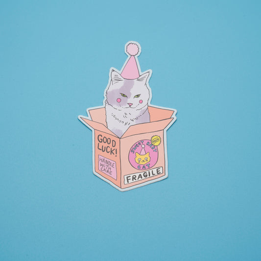 Fragile Box Cat Sticker