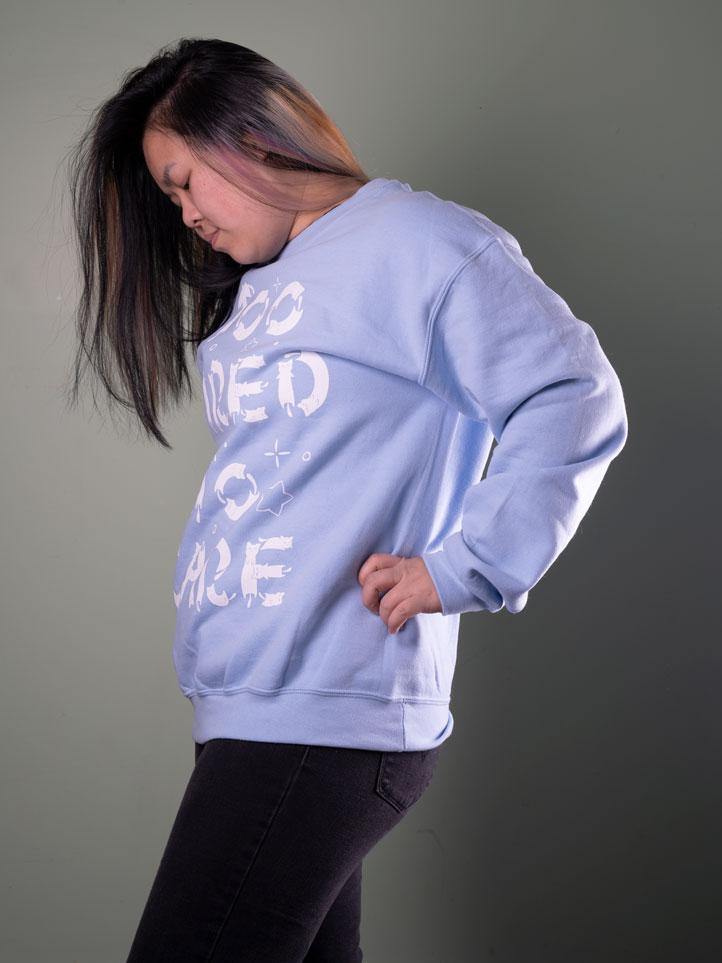 Too Tired To Care Sweater Blue - MUKA